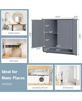 Wall Mounted Bathroom Storage Medicine Cabinet with Towel Bar