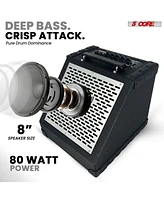 5 Core Electric Drum Amplifier 80W Professional Bluetooth Drumming Amp w 8” Speaker w 3 Band Eq
