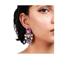 Sohi Shimmering Rhinestone Statement Dangling Drop Earrings