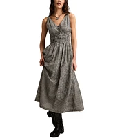 Lucky Brand Women's Printed V-Neck Smocked-Waist Maxi Dress