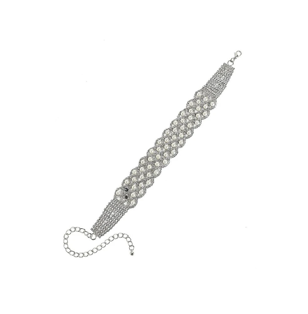 Sohi Pearl Crystal Choker Necklace