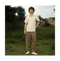Campus Sutra Men's Banana Yellow Flatten-Ruched Polo T-Shirt