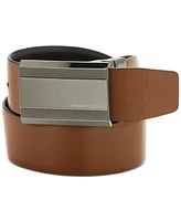 Perry Ellis Portfolio Men's Black Logo-Buckle Belt
