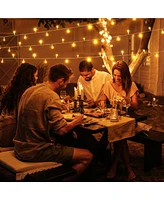 Yescom Patio Umbrella Solar String Light with Remote Control Timer Fit 6-Rib 7/8/9 Ft Outdoor Shade 96 Led Warm White