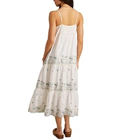 Lucky Brand Women's Embroidered Floral Sleeveless Maxi Dress