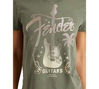 Lucky Brand Women's Fender Guitar Palms Cotton Classic Crewneck T-Shirt