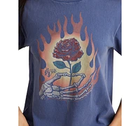 Lucky Brand Women's Grateful Dead Rose Boyfriend Crewneck T-Shirt