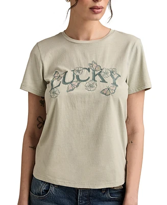 Lucky Brand Women's Butterfly Cotton Classic Crewneck T-Shirt