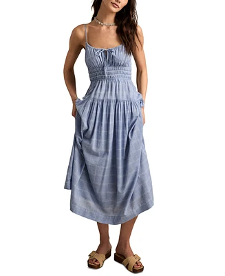 Lucky Brand Women's Printed Smocked-Waist Sleeveless Midi Dress