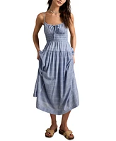 Lucky Brand Women's Printed Smocked-Waist Sleeveless Midi Dress