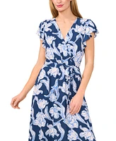 CeCe Women's Wrap-Front Short-Sleeve Maxi Dress
