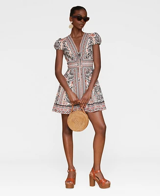 Avec Les Filles Women's Tie-Front Fit & Flare Dress