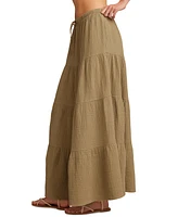Lucky Brand Women's Gauzy Tiered Cotton Maxi Skirt