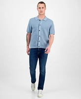 Sun + Stone Men's Cooper Short Sleeve Textured Knit Button-Front Sweater, Exclusively at Macy's