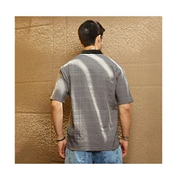 Campus Sutra Men's Moon Grey & Onyx Black Contrast Grid Polo T-Shirt