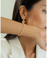 Sterling Silver 18k Gold Plated Josephine Tennis Bracelet, Necklace & Earrings Set