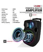 5 Core 10 inch Pa Portable Bluetooth Party Speaker Karaoke Boombox + 2 Wireless Mics 2 Pcs