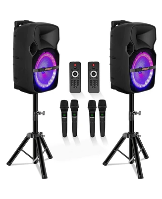 5 Core 10 inch Pa Portable Bluetooth Party Speaker Karaoke Boombox + 2 Wireless Mics 2 Pcs