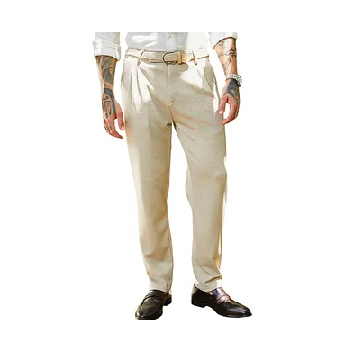 Campus Sutra Men's Saltbox Beige Micro-Waffle Chino Trousers