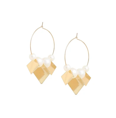 Sohi Gold-Plated Stones Hoop Earrings