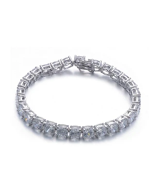 Sterling Silver White Gold Plating with Clear Cubic Zirconia Tennis Bracelet