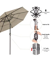 Yescom 10 Ft 3 Tier Patio Umbrella with Crank Handle Push to Tilt Aluminum Backyard