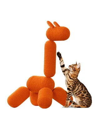 Hausource 33.46" Large Giraffe Cat Tree Tower Modern Cat Climb Toy Play Center for Kittens Small Cats, Orange