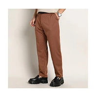 Campus Sutra Men's Russet Brown Micro-Check Chino Trousers