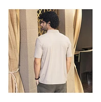 Campus Sutra Men's Sand Beige Seamless Waffle Polo T-Shirt