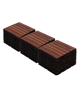 30-Piece Acacia Wood Deck Tiles - 12" x 12" Striped