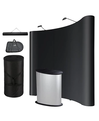 InstaHibit 10x8 Ft Pop Up Backdrop Booth Stand w/ Podium Table Counter Black