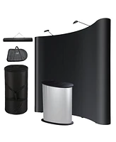 InstaHibit 10x8 Ft Pop Up Backdrop Booth Stand w/ Podium Table Counter Black