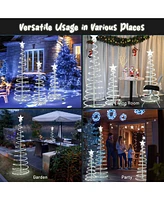 Yescom Sparkle 15 Pack Led Christmas Spiral Light Kit Battery 3'/4'/6Ft Pre-Lit Led with Star Topper for Indoor Outdoor