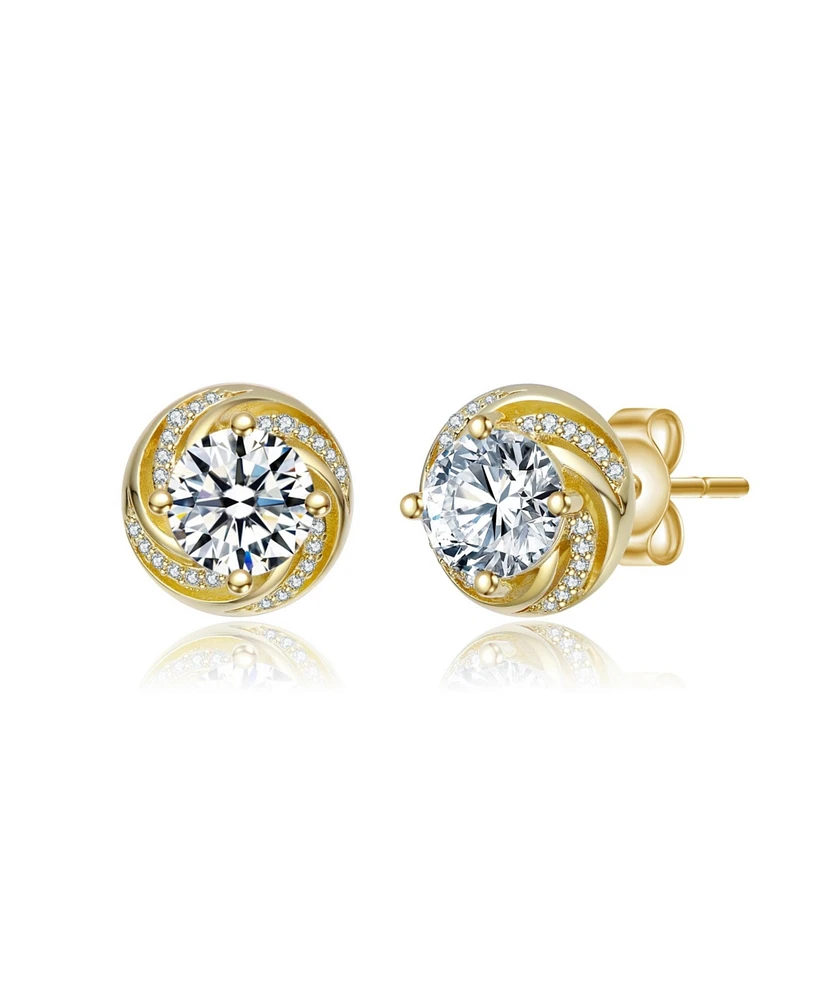 Clear Cubic Zirconia Whirl Pool Inspired Stud Earrings