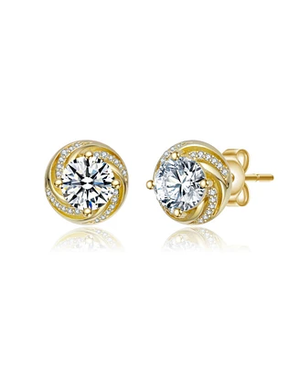 Clear Cubic Zirconia Whirl Pool Inspired Stud Earrings