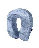 Blue Tonal Paisley Print Poly Adult Satin Neck Pillow and Eye Mask Set