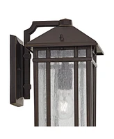 Sierra Craftsman 16 1/2" High Farmhouse Rustic Outdoor Wall Light Fixture Mount Porch House Exterior Outside Lantern Set of 2 Weatherproof Oil Ru