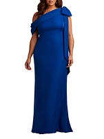 Tadashi Shoji Plus Cassia Bow-Shoulder Crepe Gown