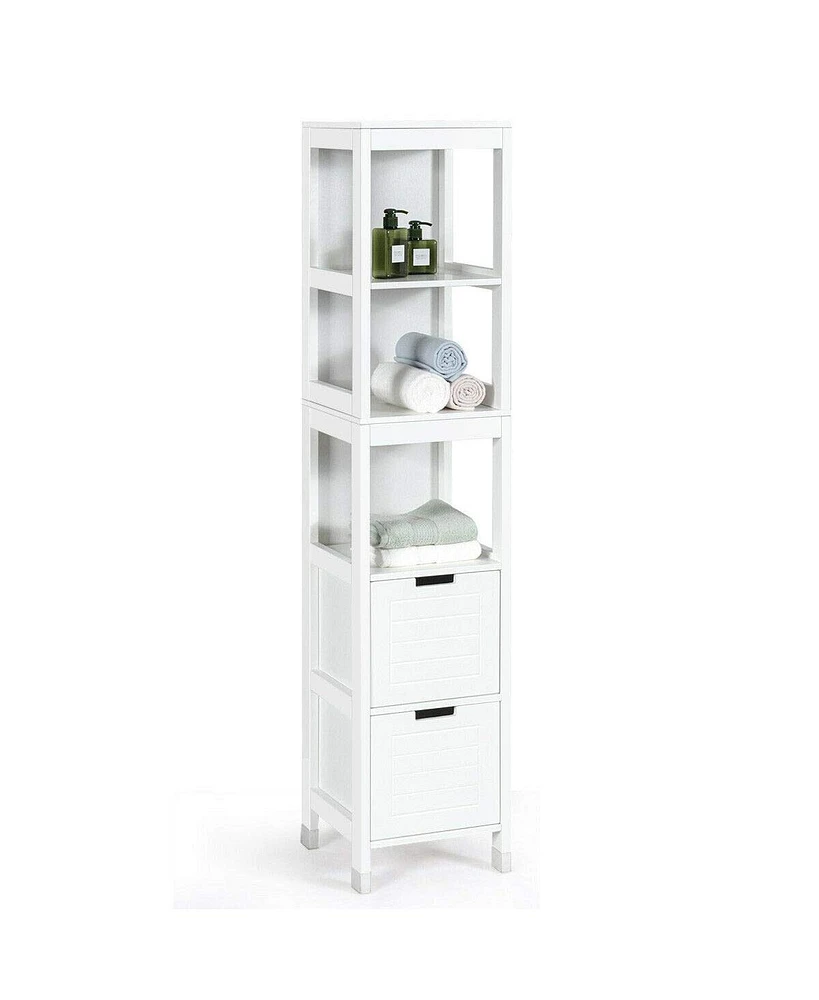 5-Tier Multifunctional Bathroom Floor Cabine Storage with 2 Drawers