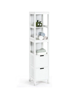 5-Tier Multifunctional Bathroom Floor Cabine Storage with 2 Drawers
