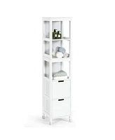 5-Tier Multifunctional Bathroom Floor Cabine Storage with 2 Drawers