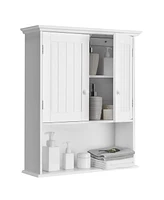 2-Door Wall Mount Bathroom Storage Cabinet with Open Shelf