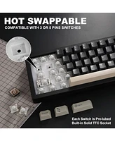 Yunzii AL71 75% Mechanical Keyboard,Full Aluminum Cnc,Hot Swappable Gasket,2.4GHz Wireless BT5.0/Usb-c Wired,Nkro Programmable Rgb Backlight Creamy Ty