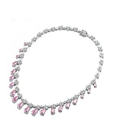 Cubic Zirconia Sterling Silver White Gold Plated Evening Necklace