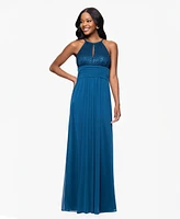 B&A By Betsy and Adam Women's Lace-Top Keyhole Dress