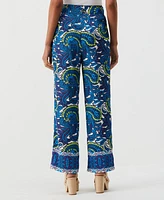 Ella Rafaella Petite Paisley Print High Rise Wide Leg Pants