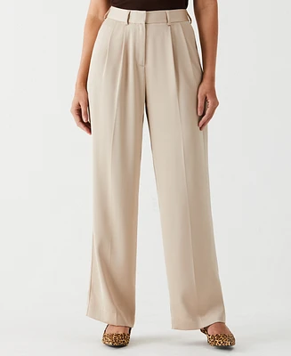 Ella Rafaella Petite Wide Leg Pleated Pants with Shine