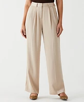 Ella Rafaella Petite Wide Leg Pleated Pants with Shine