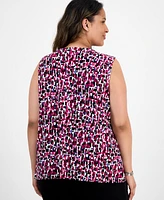 Kaspern Plus Chiclet-Print Sleeveless Top