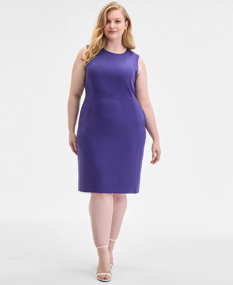 Kasper Plus Crewneck Sleeveless Sheath Dress